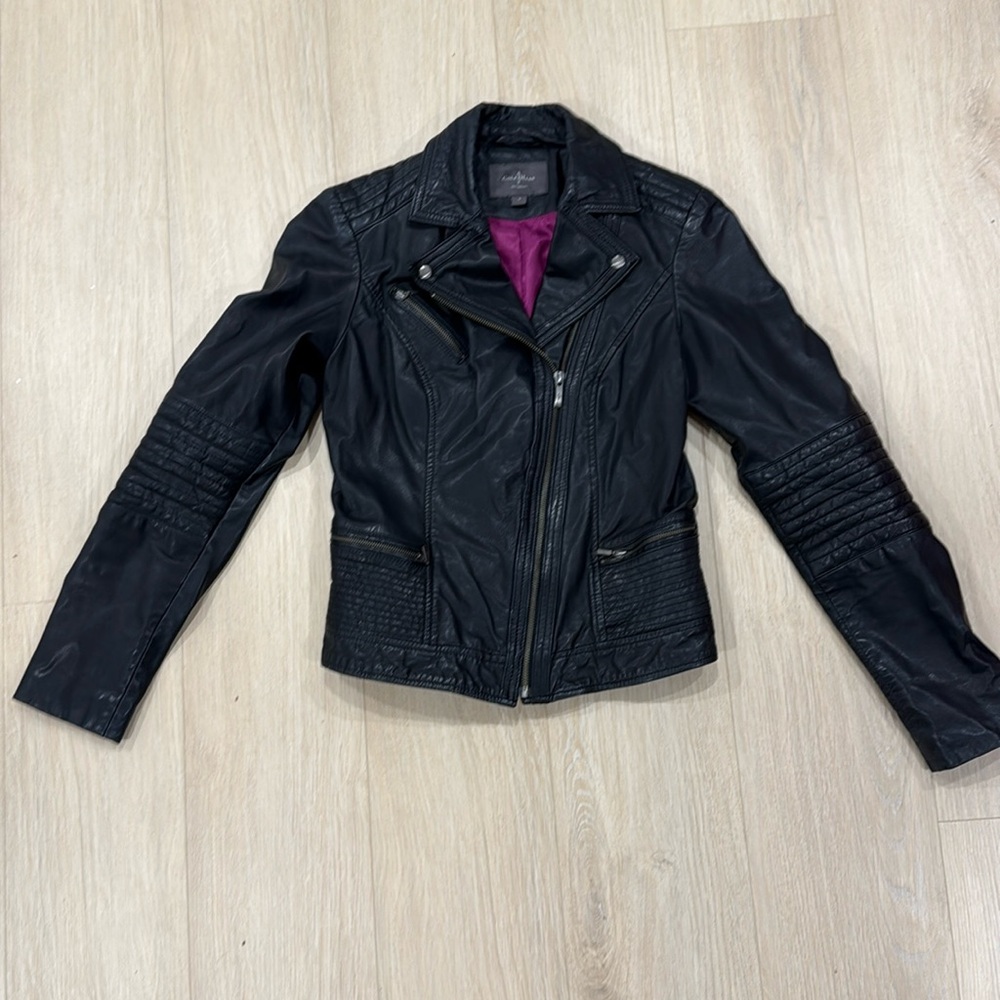 Cole Haan Real leather moto jacket